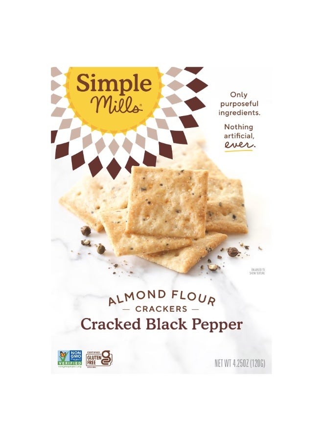 Simple Mills, Almond Flour Crackers, Cracked Black Pepper, 4.25 oz (120 g)
